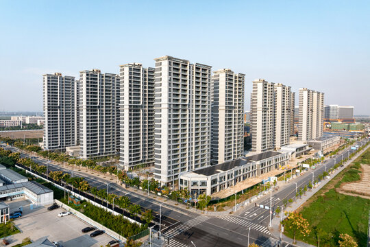 Aerial view of modern high-rise residential