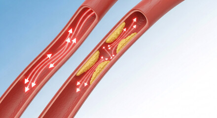 Cross-Section of Healthy Artery vs. Clogged Artery (Atherosclerosis)