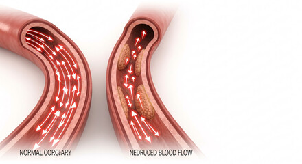 Reduced Blood Flow — Narrowed Coronary Arteries Concept