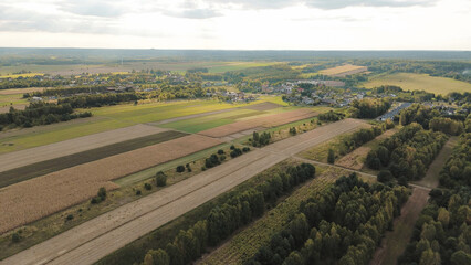 Autumn countryside scene with agriculture fields