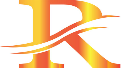 Fototapeta premium Golden letter r logo with a swoosh