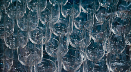 Abstract background of glass of water, close up focus of empty glass background