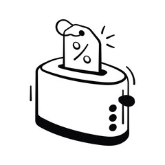 Creatively designed amazing hand drawn icon of toaster discount in trendy style
