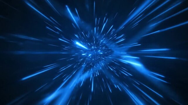 Dive into hyperdrive with a dynamic blue light speed animation, perfect for futuristic technology, space exploration or high-energy motion graphics projects