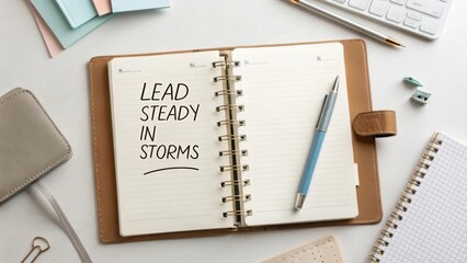 Inspirational Notepad with Quote for Leadership, Collaboration, and Motivation in Creative Workspace Environment