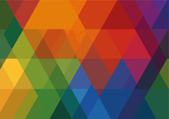 Un'astratta composizione geometrica di forme esagonali colorate che si intersecano, creando un'illusione di profondità e dinamismo visivo.