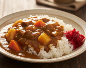 Curry Rice or Kare beef stew with vegetables