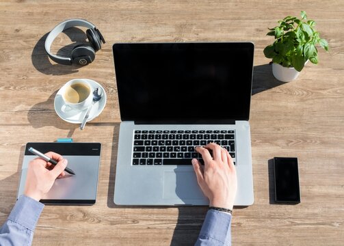 laptop and coffee cup