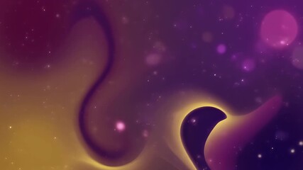 Mysterious futuristic backdrop featuring flowing liquid forms in violet and yellow hues with a luminous glowing outline and ethereal bokeh effects