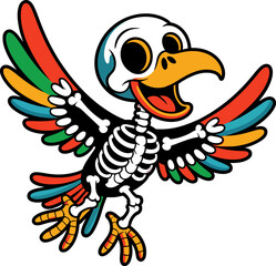 Cartoon bird with colorful wings and feet vector