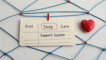 Sleep and Support System Notes with Red Heart Symbols