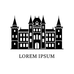 Fototapeta premium Elegant silhouette of a stately mansion or castle, perfect for branding, real estate, or historical themes