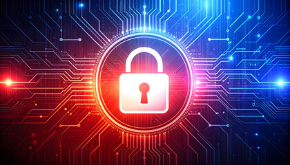 Cybersecurity Concept with Digital Lock