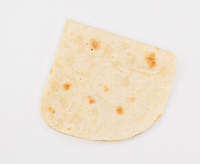 Delicious, soft tortilla folded into a compact wrap, shown on a clean white background. Perfect for quick lunch ideas, casual meals, and Mexican-inspired cuisine visuals for food and lifestyle project