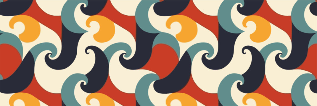 Un motivo vettoriale astratto con onde colorate e fluide, ideale per sfondi, design grafici e decorazioni creative.