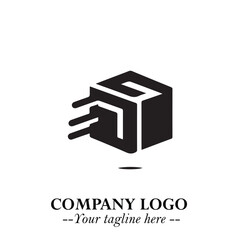 Box Moving Fast Symbol in Black on the White Background with Dynamic Delivery Design