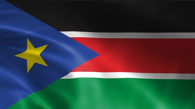seamless south sudan flag animation, national day or politics or sport event - 3D rendering - slow motion