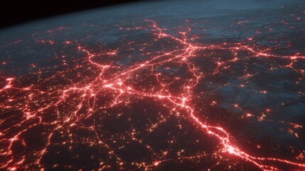 Glowing urban veins pulse like neon arteries under the cosmos, evoking Kintsugi Day and Pi Approximation Day marvels