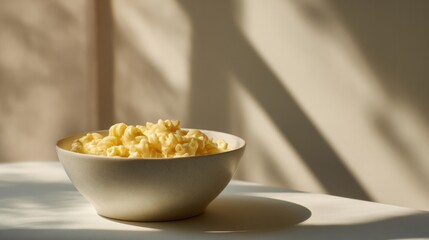 Creamy macaroni basks in sunlight's embrace, evoking comforting nostalgia of cozy Sunday luncheons and quirky Pasta Day celebrations