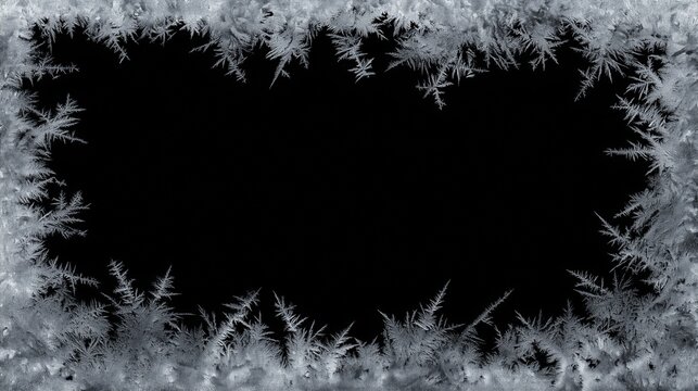 overlay of realistic frost on glass against black background
