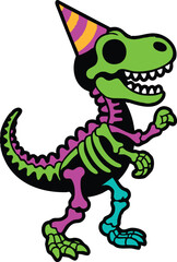 Cartoon dinosaur wearing party hat celebration funny