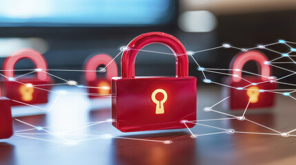 Secure digital locks represent cybersecurity and data protection in modern network