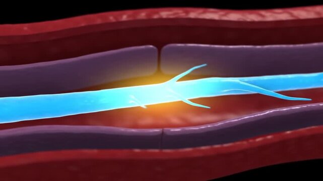 Animated Neuron Firing Across Synapse in Brain Tissue Video