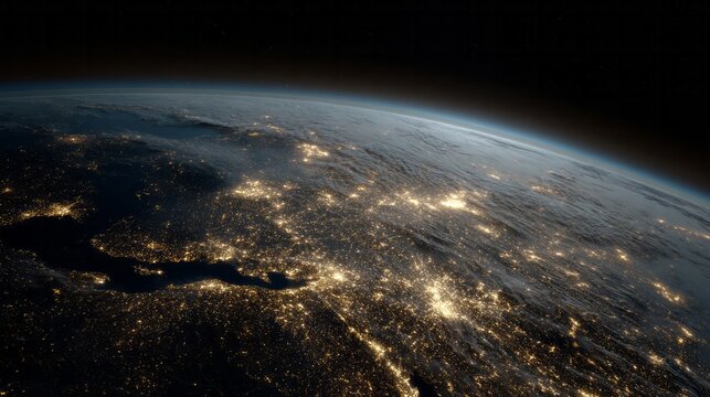 Planetary glow embracing night-time mosaic, cosmic storytelling for Earth Hour, solstice celebration, vibrant interconnected metropolis beneath starlit velvet