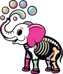 Cartoon Elephant Spraying Colorful Bubbles trunk