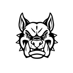 Angry Horned Bulldog Head Logo, Thick Outline, Simple Vector Emblem, Black Silhouette