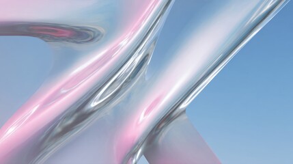 Glacial-pink abstract glass swoops through sky, evoking fluidity of thought, aligning with Imbolc's renewal and Diwali's luminescence