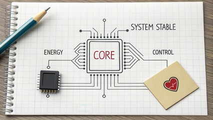 Circuit diagram of a central core system on graph paper