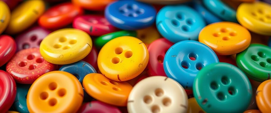 Close-up vibrant buttons assorted colors, textures,  close-up,  objects
