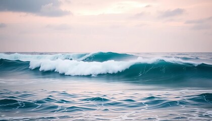 Fototapeta premium Serene Japanese ocean vista showcasing dynamic waves near a popular surfing destination, waves, chiba