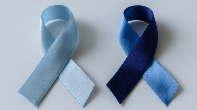 Light and dark blue ribbon dance symbolizes prostate cancer awareness, Movember celebrations, and heralds health unity's azure promise