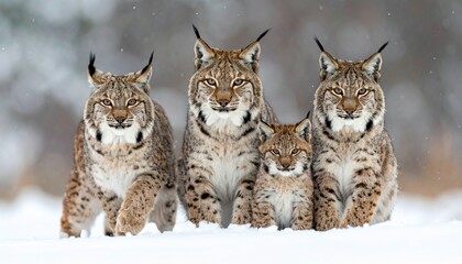 Obraz premium cute lynx family and their habitat in the wild