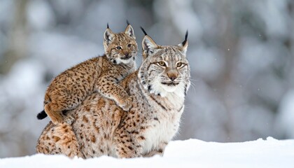 Obraz premium Energetic Moment of Lynx Cubs