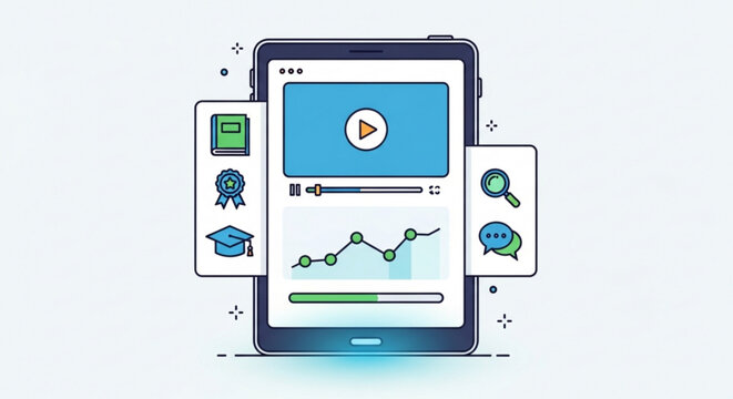 Online education platform on mobile app for courses and learning videos and interactive study tools