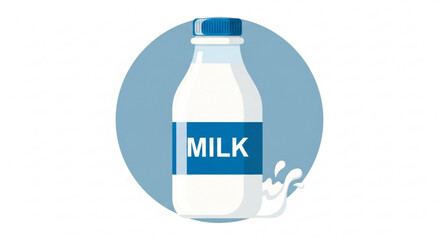 Fresh milk bottle illustration dairy product drink beverage nutrition healthy calcium lactose liquid food vector