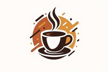 Obraz premium Coffee Cup Logo with Steam Icon for Cafe, Coffeehouse, and Beverage Branding in Minimal Modern Style