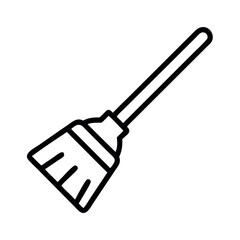 Simple line art illustration of a traditional broom for cleaning and household chores
