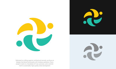 Abstract People and Family Connection Logo Modern Teamwork and Community Symbol Design