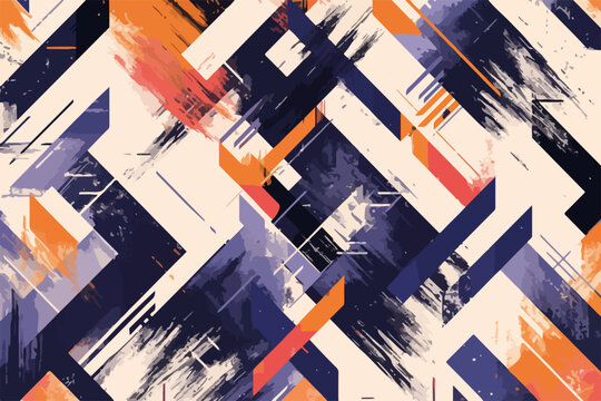 Motivo astratto geometrico con pennellate artistiche e colori vivaci