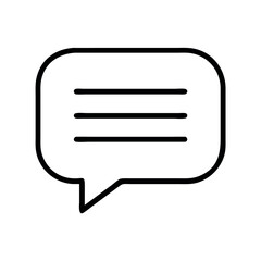 Simple outline icon of a speech bubble with three horizontal lines representing text