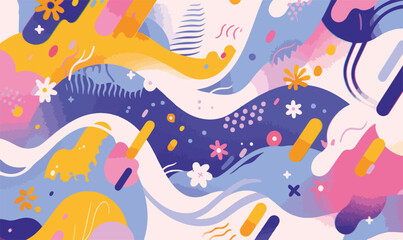 Illustrazione astratta con forme organiche e colori vivaci per un design moderno e dinamico.