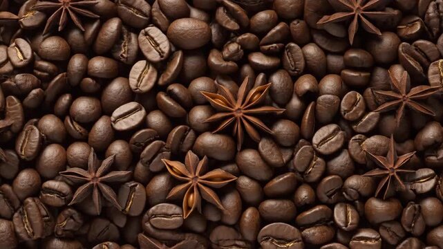 roasted coffee beans and star anise spice texture