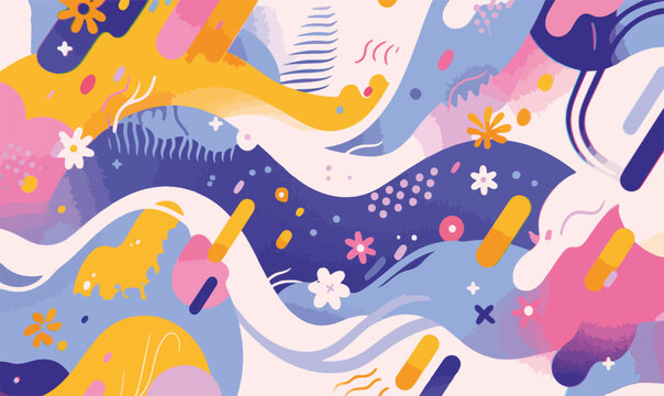 Illustrazione astratta con forme organiche e colori vivaci per un design moderno e dinamico.