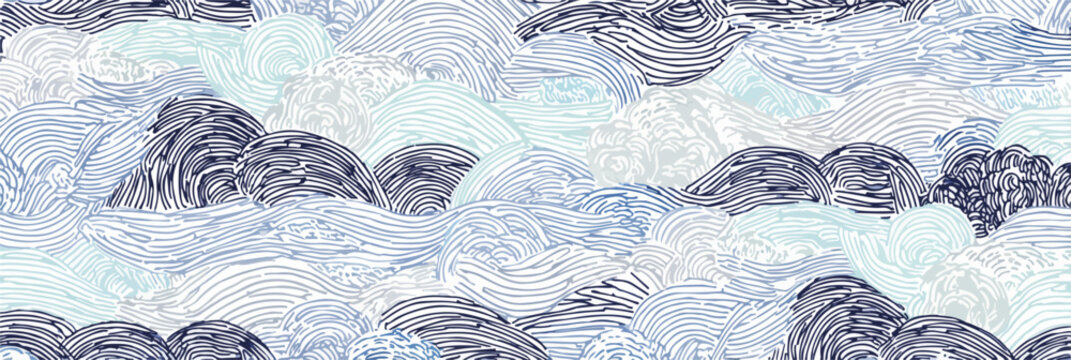 Onda astratta con sfumature blu e bianche che evoca tranquillità e movimento