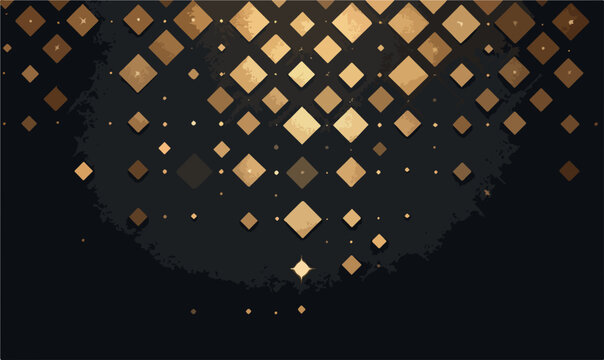 Motivo geometrico astratto con rombi dorati su sfondo nero elegante.