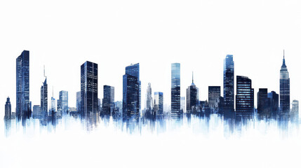 Fototapeta premium Stunning skyline silhouette featuring modern skyscrapers various heights and designs, showcasing urban architecture and city